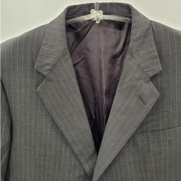 Barneys New York Gray Pin Stripe Two Button Single Breasted Men's Suit Jacket - Picture 6 of 12